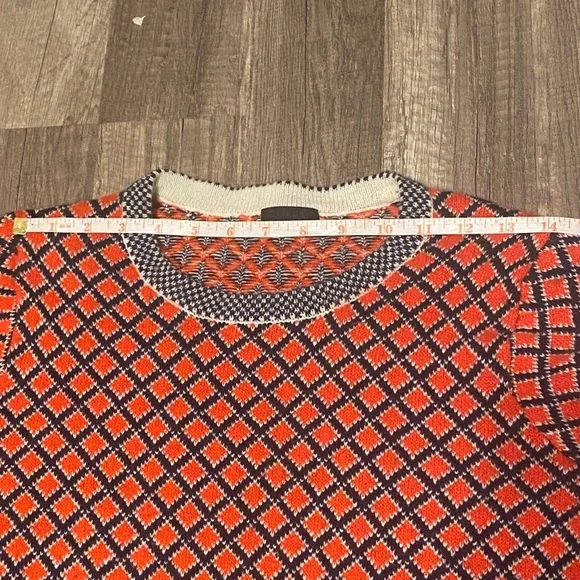 J. Crew Red and navy Geometric Crew Neck Sweater - Picture 10 of 10